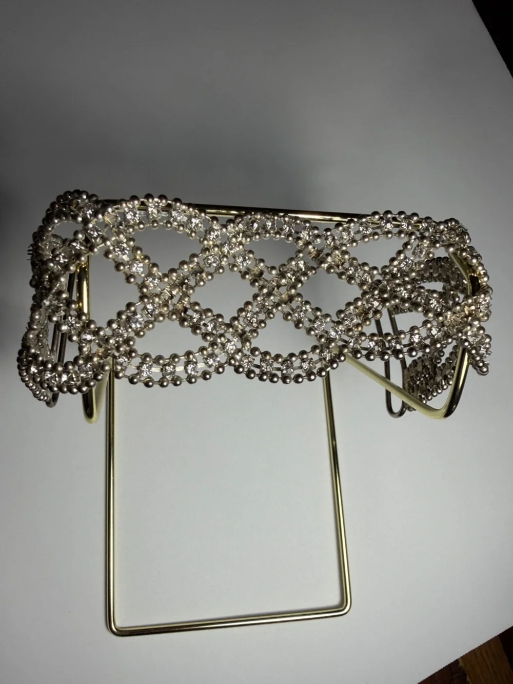 Vintage Silver Rhinestone Wristlet Strap or Choker Necklace 9